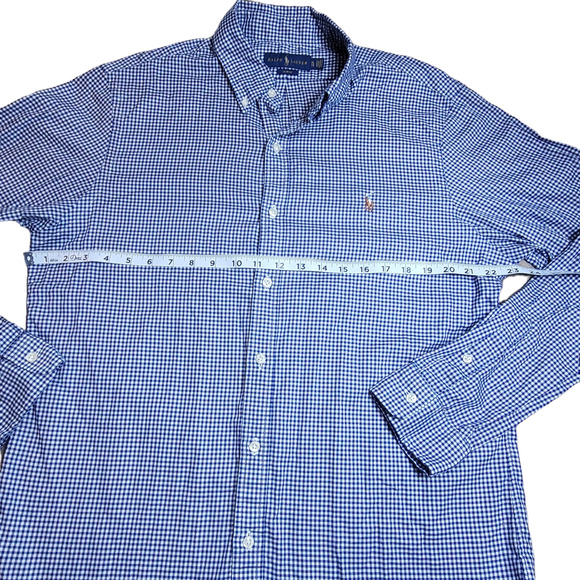 Polo Ralph Lauren "OXFORD" Slim Fit Button Down Blue Gingham Men's Shirt Size XL - Picture 8 of 15